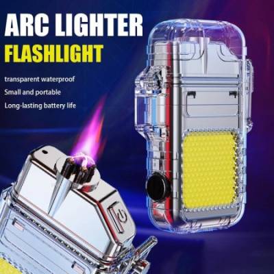 Waterproof Electronic Arc Plasma Lighter with Flashlight